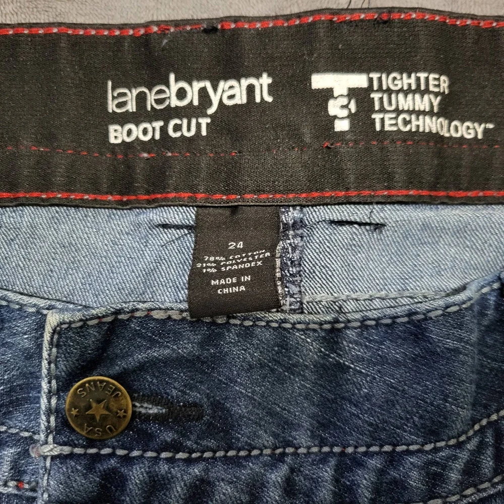 LANE BRYANT BOOTCUT TUMMY TIGHTER DENIM JEANS SIZE 24 - Picture 2 of 11
